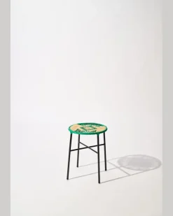 Handgeflochtener Hocker GrüN