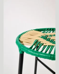 Handgeflochtener Hocker GrüN