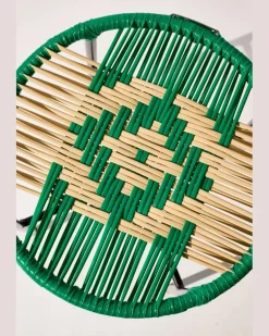 Handgeflochtener Hocker GrüN