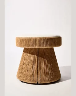 Handgeflochtener Hocker mit Sitzkissen Multi