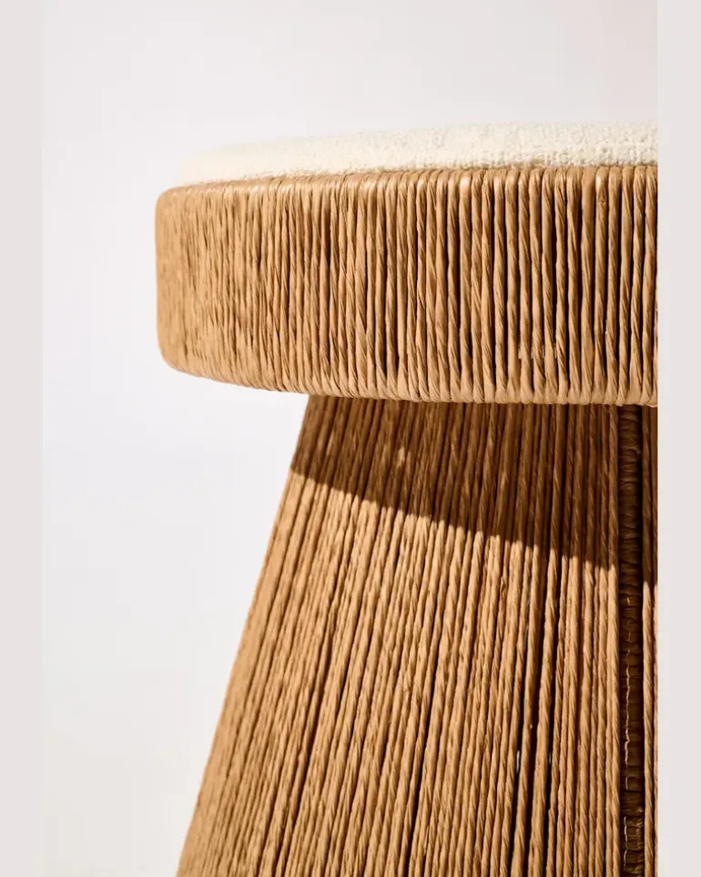 Handgeflochtener Hocker mit Sitzkissen Multi