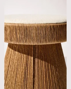 Handgeflochtener Hocker mit Sitzkissen Multi