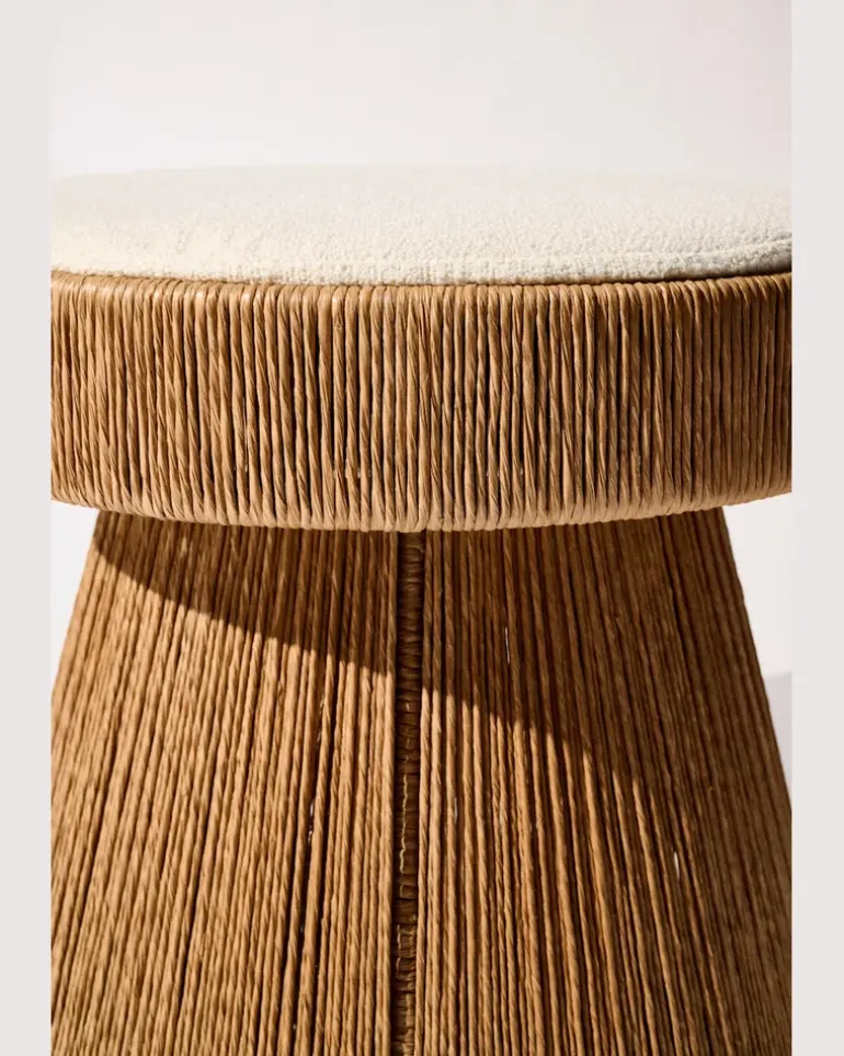 Handgeflochtener Hocker mit Sitzkissen Multi