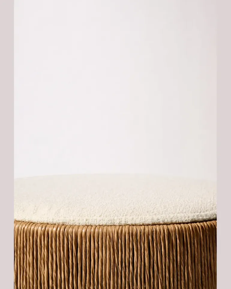 Handgeflochtener Hocker mit Sitzkissen Multi