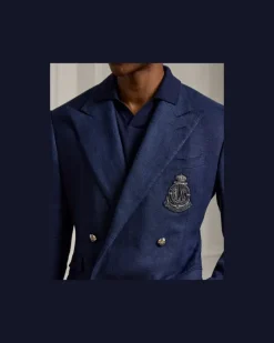 Handgeschneiderte Leinen-Anzugjacke Kent Blue
