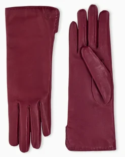Handschuhe aus glattem Nappaleder mit Kaschmirfutter Burgunderrot