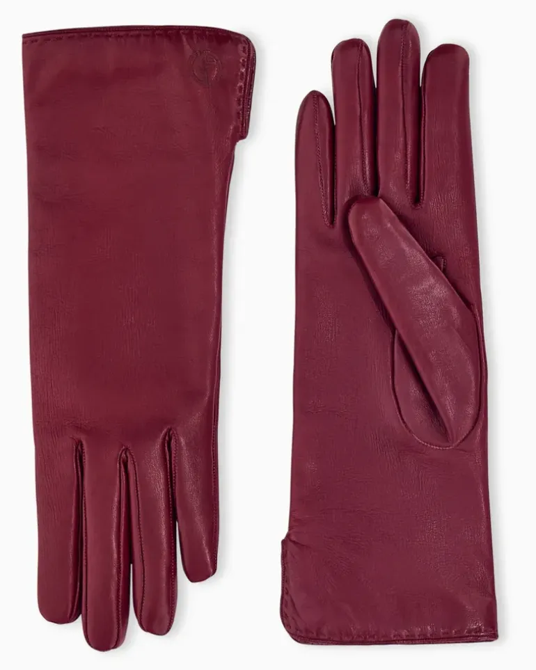 Handschuhe aus glattem Nappaleder mit Kaschmirfutter Burgunderrot