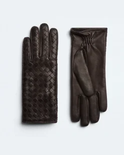 Handschuhe aus Intrecciato Leder-Braun - Damen - 8