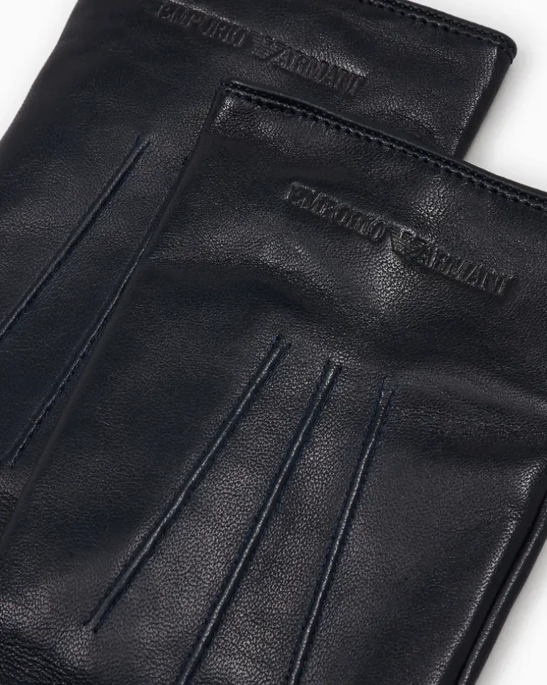 Handschuhe aus Lammnappaleder mit Schmuckstäbchen Essential Blau