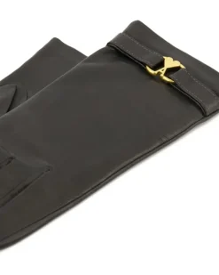 Handschuhe aus Leder mit Herzschnalle - Schwarz