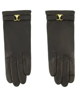 Handschuhe aus Leder mit Herzschnalle - Schwarz