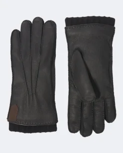 Handschuhe aus Leder mit Kaschmir Schwarz
