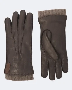 Handschuhe aus Leder mit Kaschmir Braun