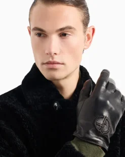 Handschuhe aus Nappaleder mit Logo-Stickerei Schwarz
