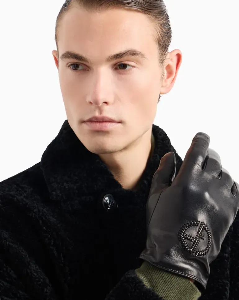 Handschuhe aus Nappaleder mit Logo-Stickerei Schwarz