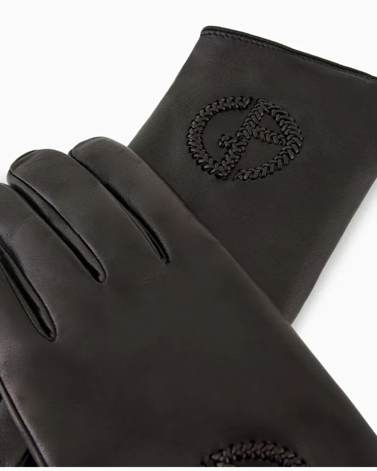 Handschuhe aus Nappaleder mit Logo-Stickerei Schwarz