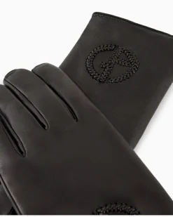 Handschuhe aus Nappaleder mit Logo-Stickerei Schwarz