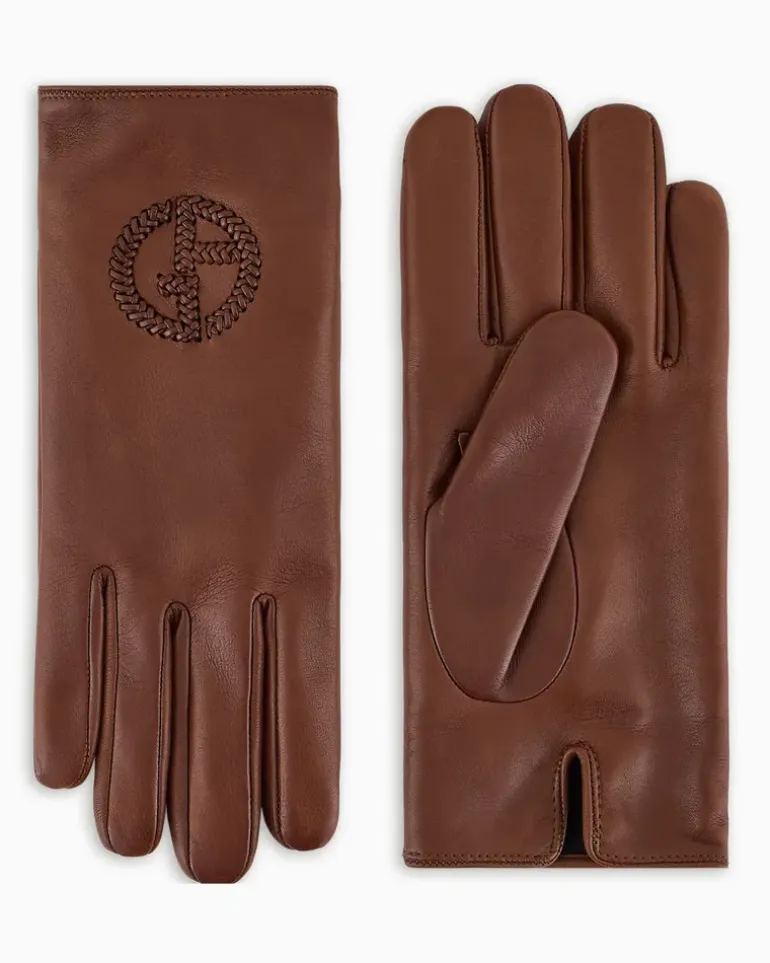 Handschuhe aus Nappaleder mit Logo-Stickerei Braun