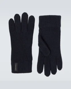 Handschuhe aus Rippstrick Blau
