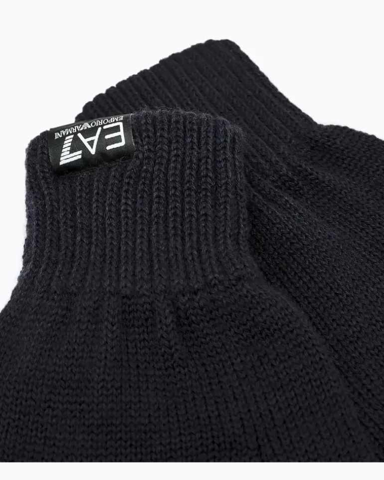 Handschuhe aus Wollmischung mit Rippbündchen Mountain Core Marineblau