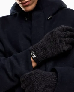 Handschuhe aus Wollmischung mit Rippbündchen Mountain Core Marineblau