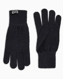 Handschuhe aus Wollmischung mit Rippbündchen Mountain Core Marineblau