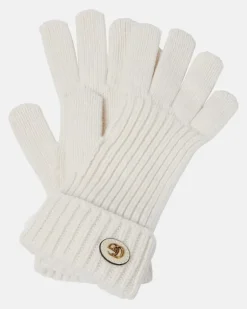 Handschuhe Double G aus Wolle und Kaschmir Weiß