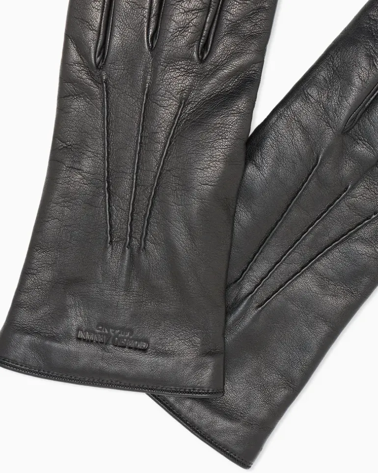 Handschuhe Nappaleder mit Kaschmirfutter Show Schwarz