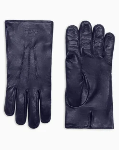 Handschuhe Nappaleder mit Kaschmirfutter Show Blau