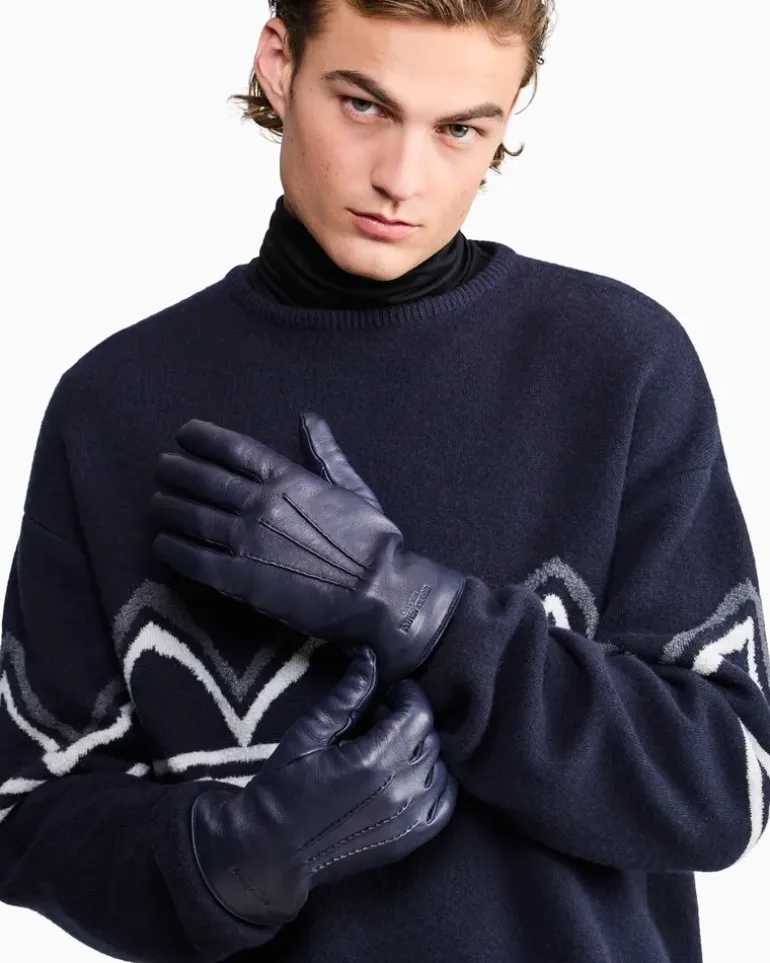 Handschuhe Nappaleder mit Kaschmirfutter Show Blau