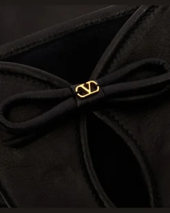 Handschuhe VLogo aus Leder Schwarz