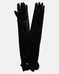 Handschuhe VLogo aus Samt Schwarz