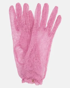 Handschuhe VLogo aus Spitze Rosa