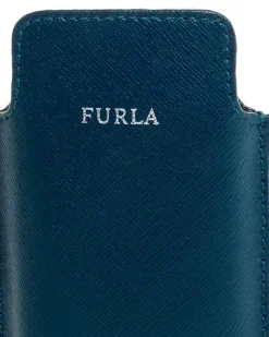 Handyhülle aus Leder mit Wellensaum - Blau