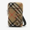 Handytasche in Check Sand-Beige