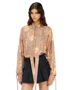 Hemd aus habotai-seide mit blumenprint - Hemden - Damen - Braun