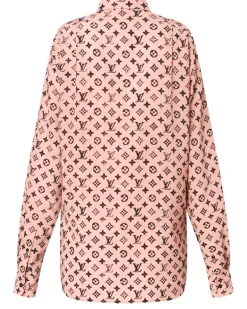Hemd aus Seide mit Monogram-Motiv im verwaschenen Design Pink