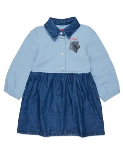 Hemdblusenkleid aus Baumwolle und Denim mit Rosenprint - Kleider - Damen - Blau