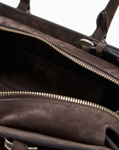 Henkeltasche aus Veloursleder Braun