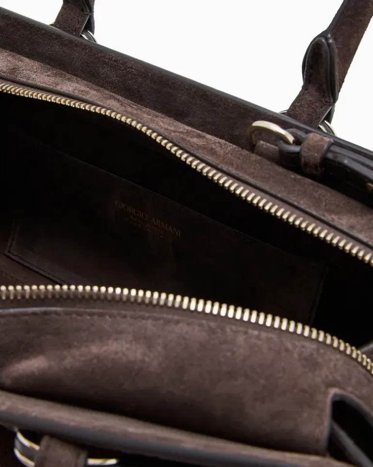 Henkeltasche aus Veloursleder Braun
