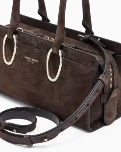 Henkeltasche aus Veloursleder Braun