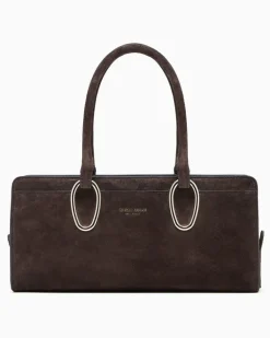 Henkeltasche aus Veloursleder Braun