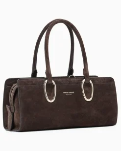 Henkeltasche aus Veloursleder Braun