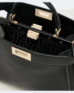 Henkeltasche Peekaboo® Small aus Leder peekaboo Schwarz