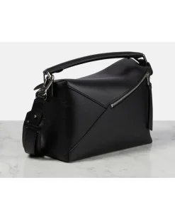 Henkeltasche Puzzle Edge Medium aus Leder puzzle Schwarz