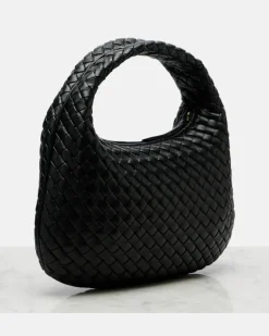 Henkeltasche Veneta Small aus Leder Schwarz