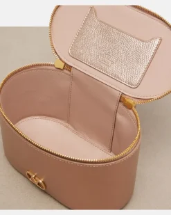 Henkeltasche VLogo Small aus Leder mit Kristallen Rosa