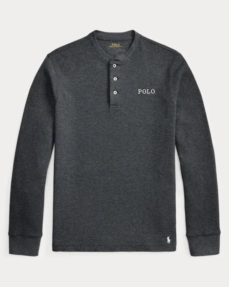 Henley-Nachthemd aus Waffelpiqué Grey