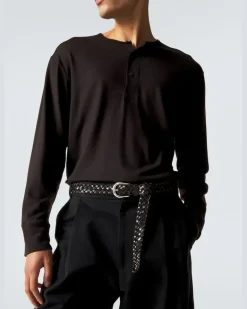 Henley-Top Kuyto aus Wolle Braun
