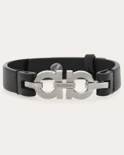 Herren Armband mit Doppel-Gancini Schwarz